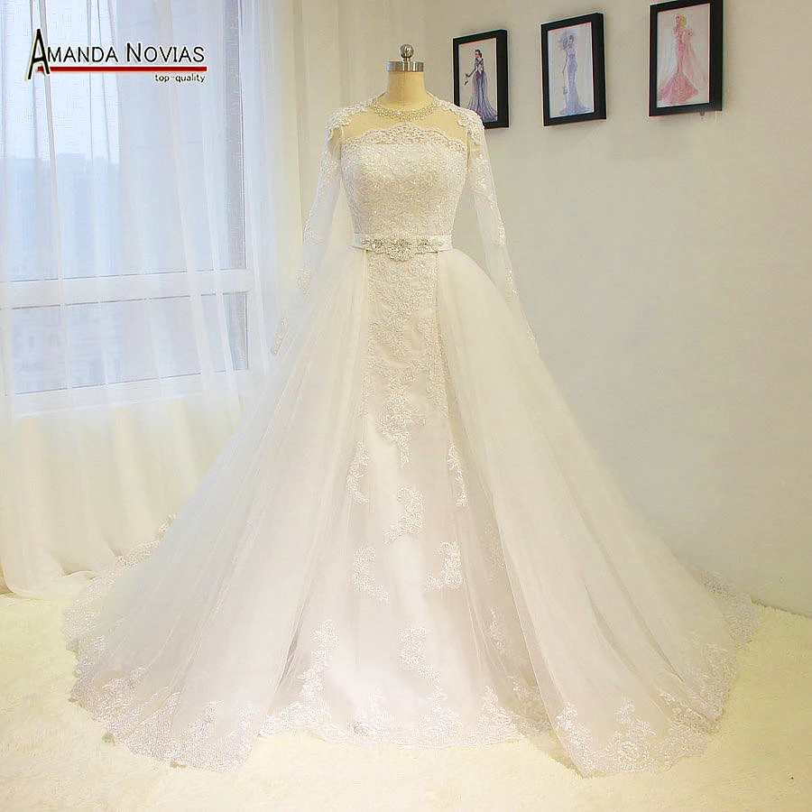 Роскошное свадебное платье со съемным шлейфом 100% реальные фотографии Amanda Novias |