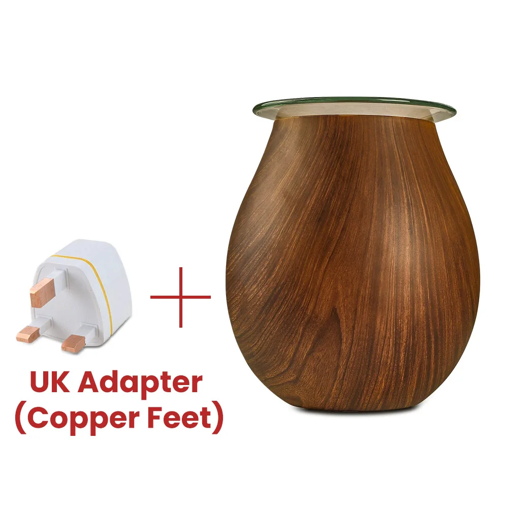 US Plug UK Adapter Древесное зерно стекло благовония аромат теплее поддержка свечи воск электрическое масло,+ прозрачная стеклянная крышка светодиодный светильник Арома дома Dec лампа - Цвет: US Plug UK Adapter