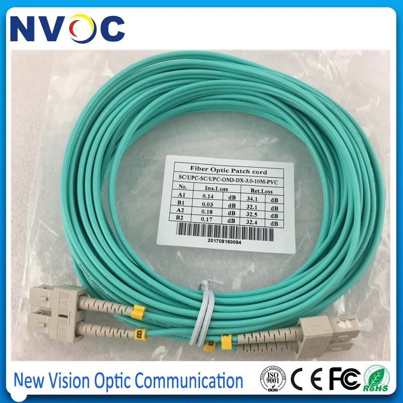 5 шт./лот 10 м Φ 10G OM3 дуплекс 50/125 SC/SC SC/UPC мм DX 3 0 ПВХ волоконно оптический джампер