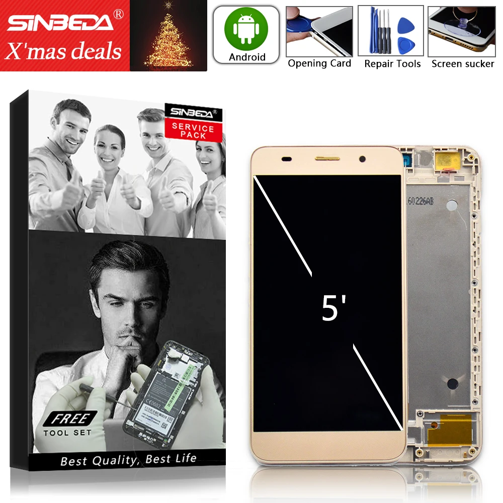 Sinbeda для HUAWEI Y6 LCD Honor 4A кодирующий преобразователь сенсорного экрана в сборе Huawei ЖК