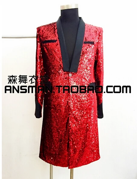 Модная мужская Облегающая майка блестки яркие Длинный блейзер костюм 2021 певец