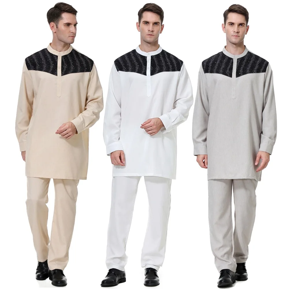 Мусульмане арабы Мужская Тауб Thawb Восточный костюм Исламская Абая джилбаба