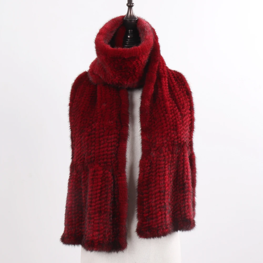 Женский шарф из натурального меха норки зимний теплый ручной вязки 100% норки| |