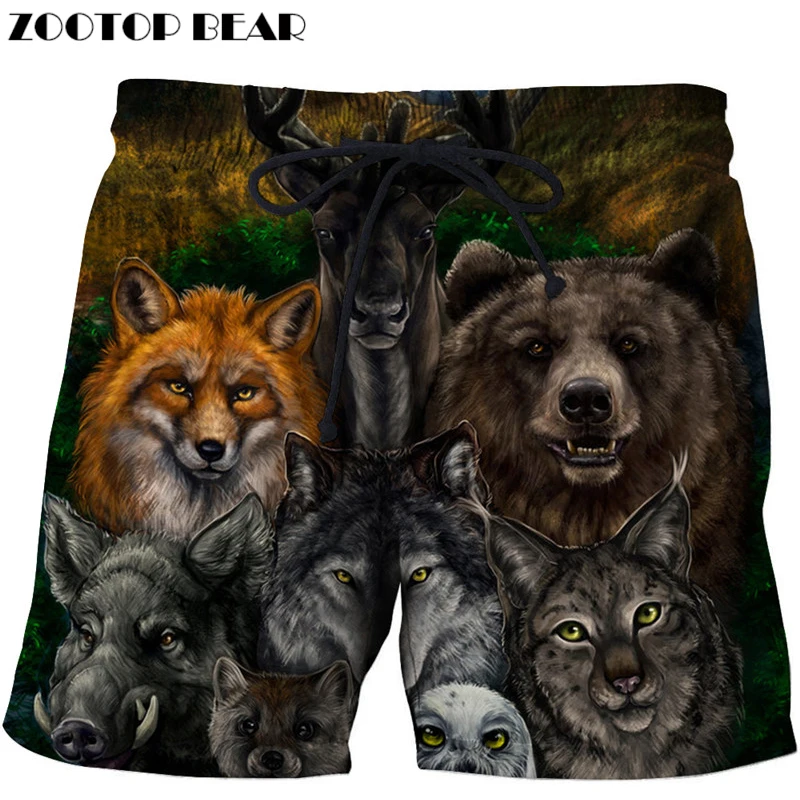 

2018 New Mens 3D Shorts Animal Party Printed Board Shorts Funny Beach Elastic Wasit Shorts Homme Male Clothing Drop Shipping