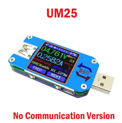 UM25 UM25C Для APP USB 2,0 Тип-C ЖК-дисплей Вольтметр Амперметр Напряжение измеритель тока, для батареи зарядки измерения с 35 Вт LD35 HD35 нагрузки - Цвет: UM25