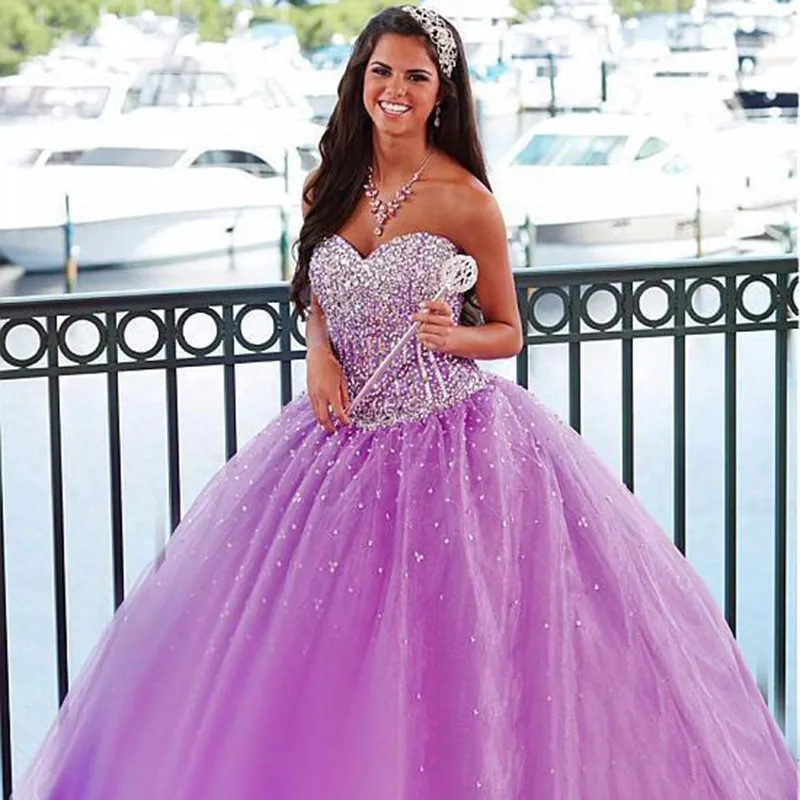 Quinceanera/длинное бальное платье роскошное фатиновое с кристаллами и бусинами для