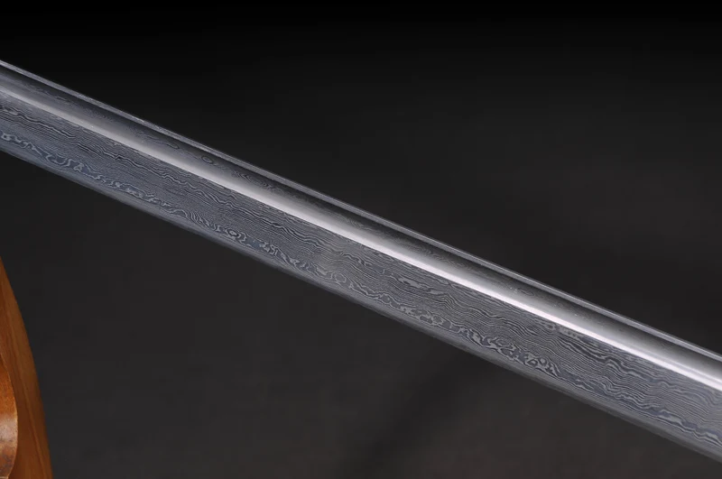 Китайский меч династии Тан прямой ручной работы дамасский сложенный стальной