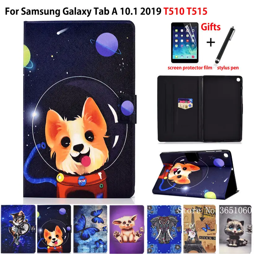 Чехол с милым рисунком для samsung Galaxy Tab A 10,1 T510 T515 SM-T510, SM-T515 чехол, силиконовый чехол из искусственной кожи с подставкой