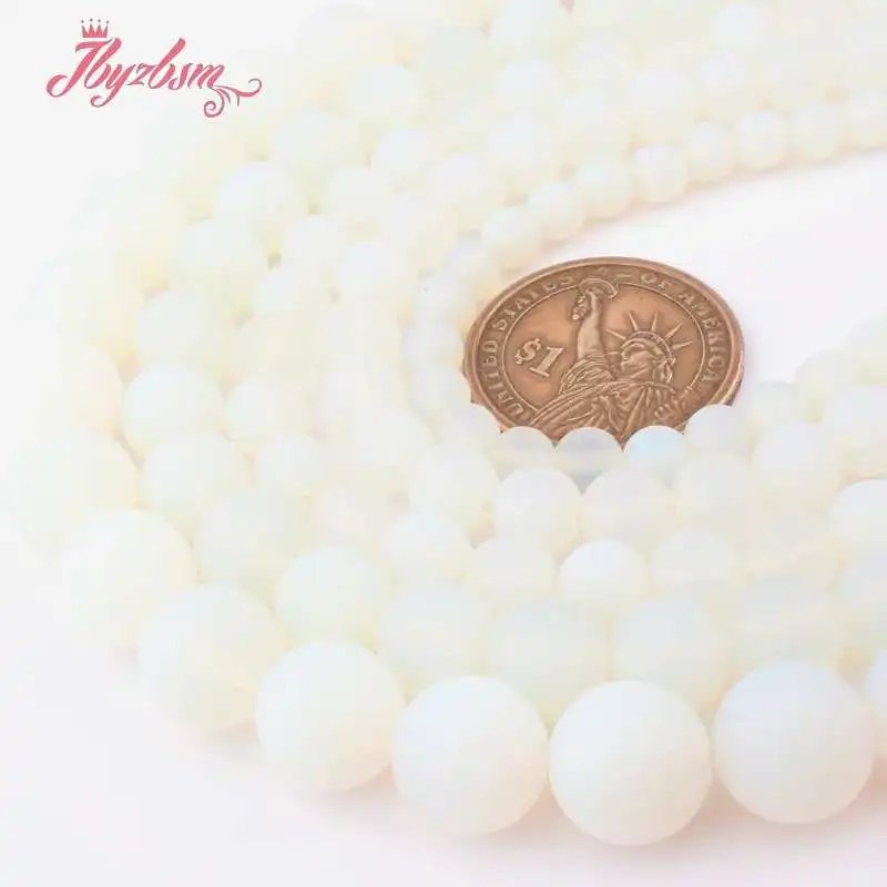 6 8 10 12mm Frost Matte Round Beads Ball White Opalite Stone For DIY Necklace Bracelat Jewelry Making 15&quot Free Shipping | Украшения и