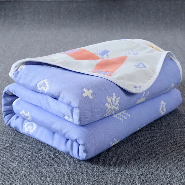 ELK BLUE Муслиновые одеяла для детей, 6 слоев, марля, хлопок, мягкое одеяло, для новорожденных, Пеленальное полотенце, детское банное полотенце, 110*110 см - Цвет: ELK BLUE