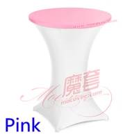 pink colour spandex top cover for round cocktail lycra table cloth wedding banquet party cocktail table decoration sale