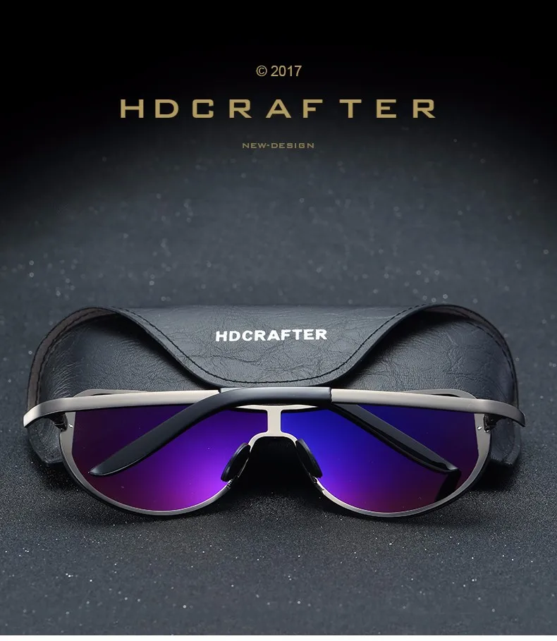 HDCRAFTER, мужские солнцезащитные очки без оправы, поляризационные, UV400, линзы, для вождения, солнцезащитные очки, мужские очки, аксессуары для мужчин, очки с чехлом, чехол