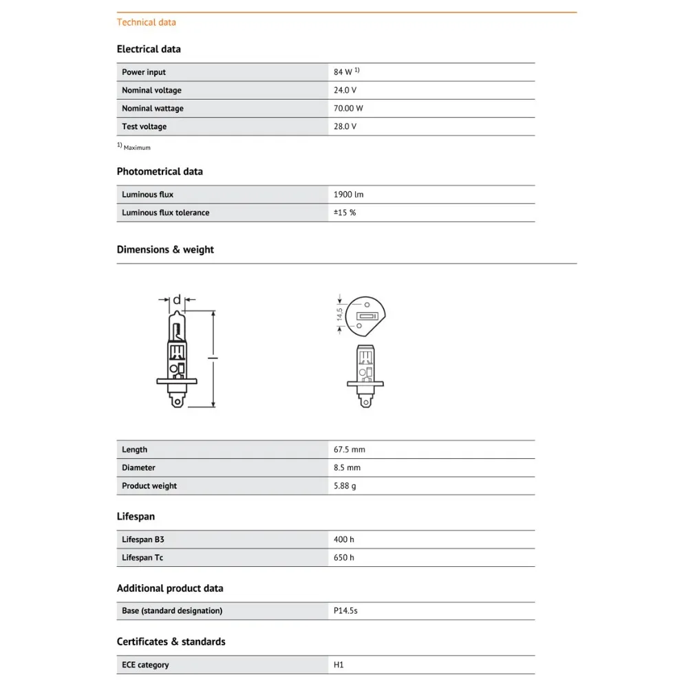 OSRAM грузовик H1 24V 70W 64155 P14.5s 3200K Классическая оригинальная фара противотуманная OEM