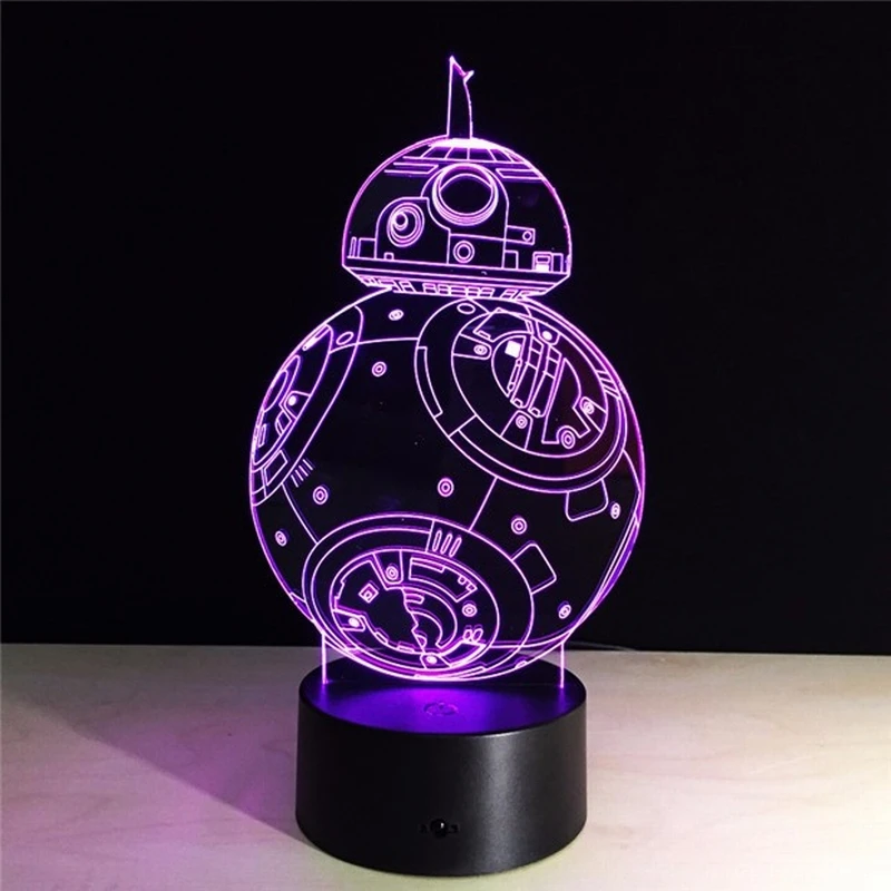 Ночник Звездные войны BB8 спальня настольная лампа 3d энергосберегающий ночник s