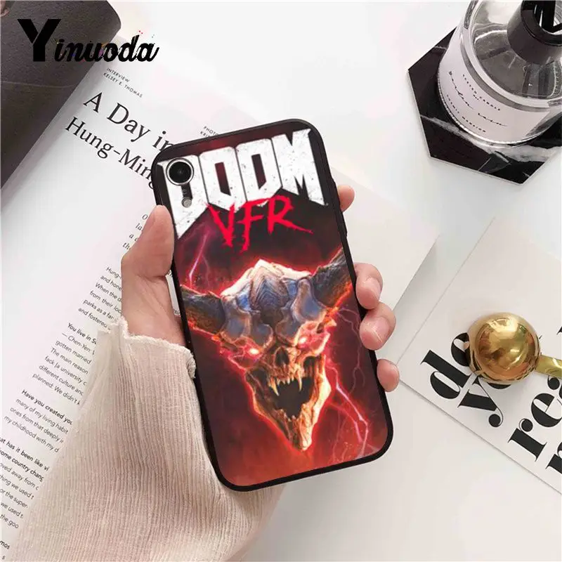 Yinuoda череп игра Doom новое поступление черный чехол для телефона iPhone 5 5Sx 6 7 7plus 8 8Plus X