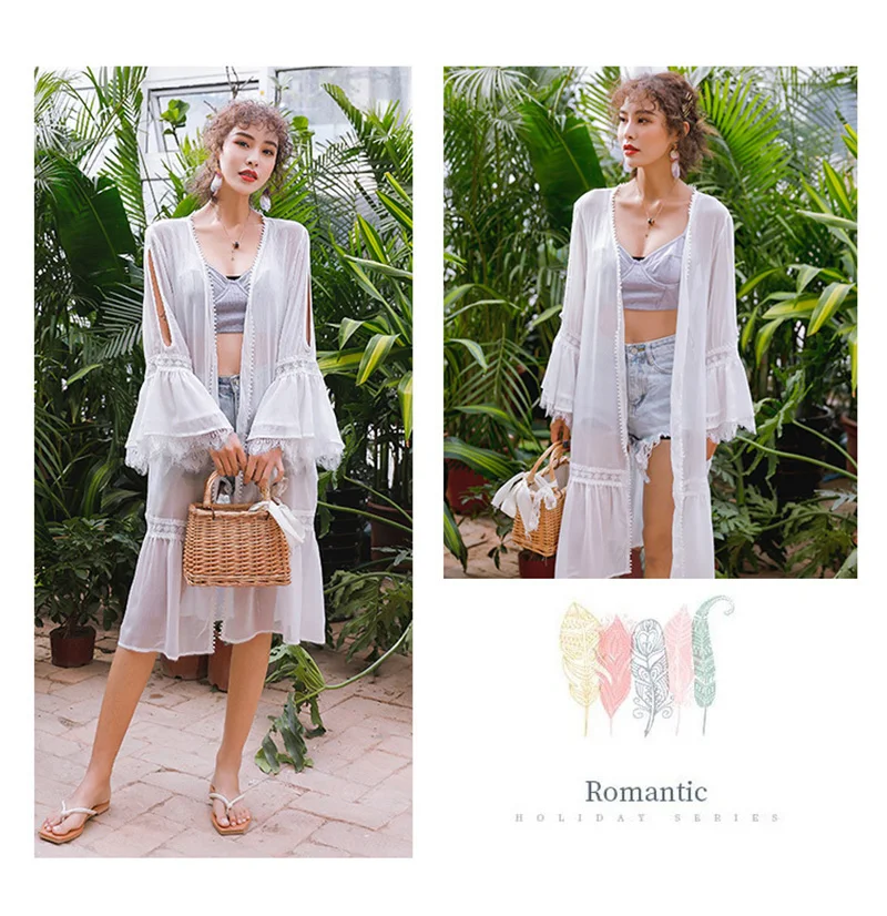 Fitshinling с вырезами шифоновый пляжный купальный костюм накидкой расклешенными