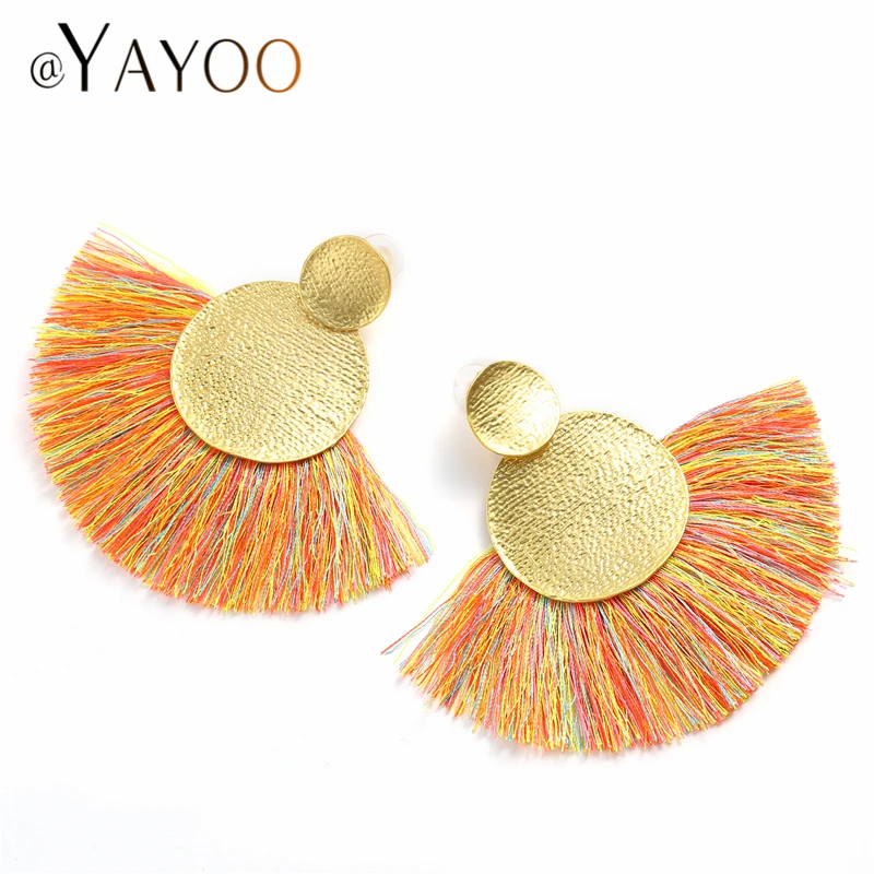 AYAYOO модные сережки с кисточками Boho Висячие этнические богемные серьги длинной