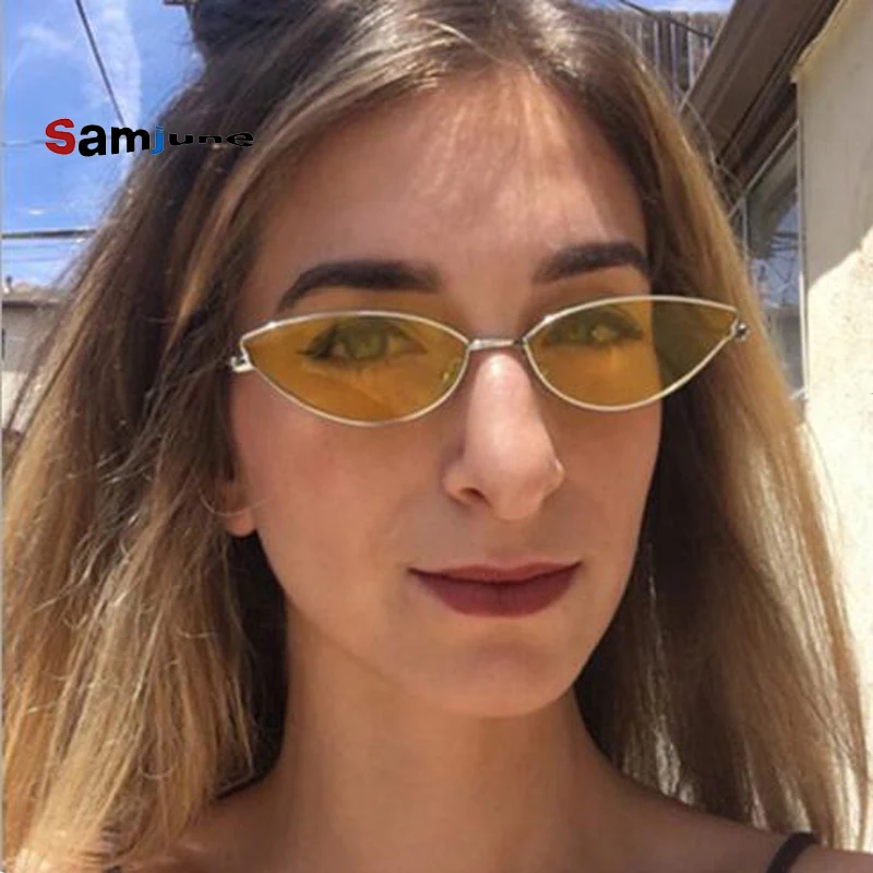 Samjune милые сексуальные женские солнцезащитные очки кошачий глаз металлическая