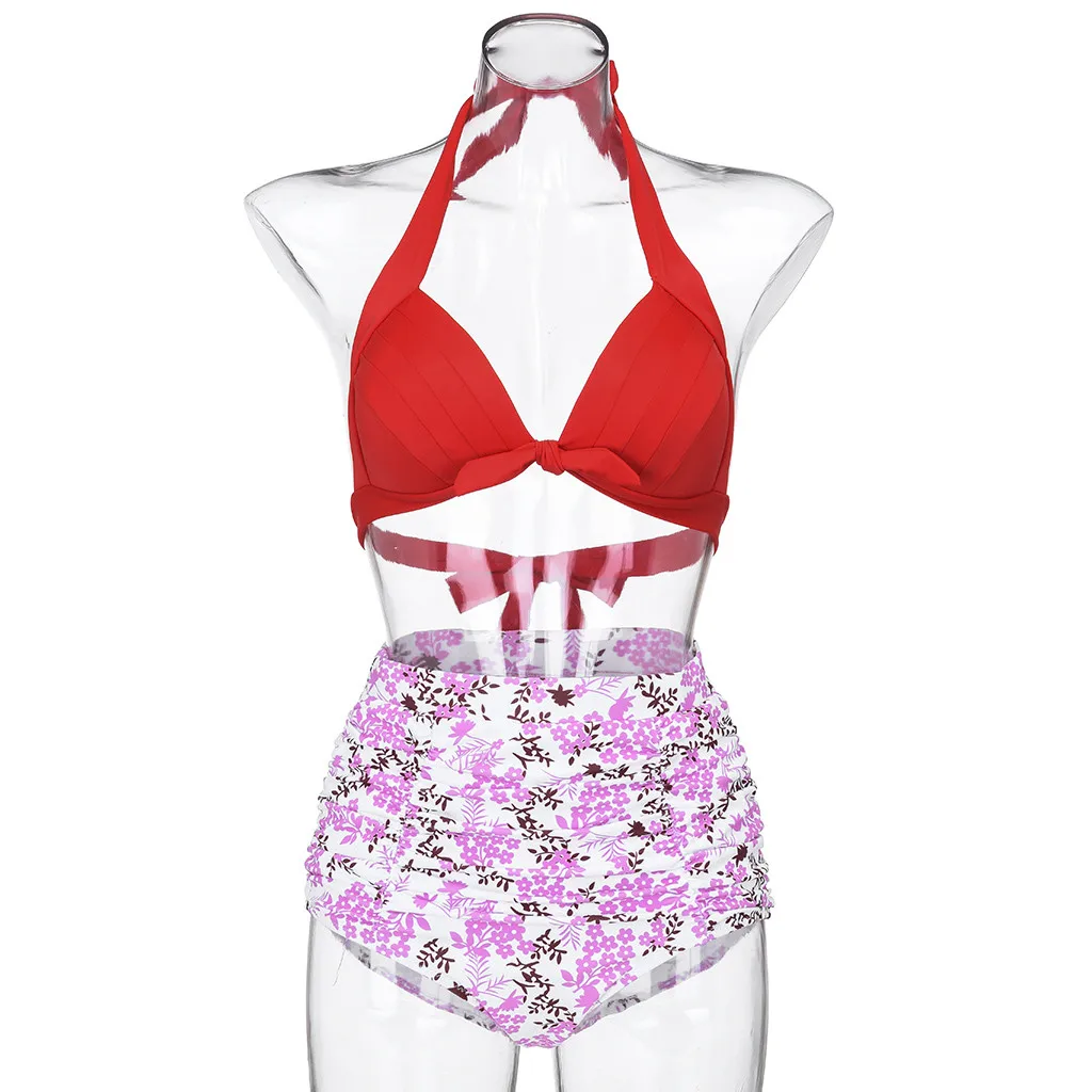 Женский купальник с высокой талией maillot de bain femme комплект бикини цветочным