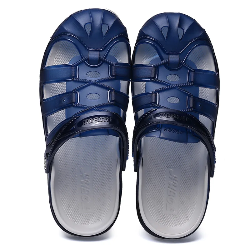 805 DARK BLUE Ramialali/Новое поступление; мужские летние сандалии; пляжные шлепанцы; дышащие водонепроницаемые сандалии; Мужская садовая обувь; пляжные шлепанцы с вырезами - Цвет: 805 DARK BLUE