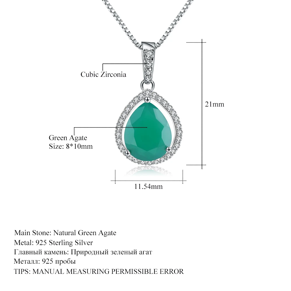 Женский кулон в форме капли GEM'S классический из серебра 925 пробы с натуральным