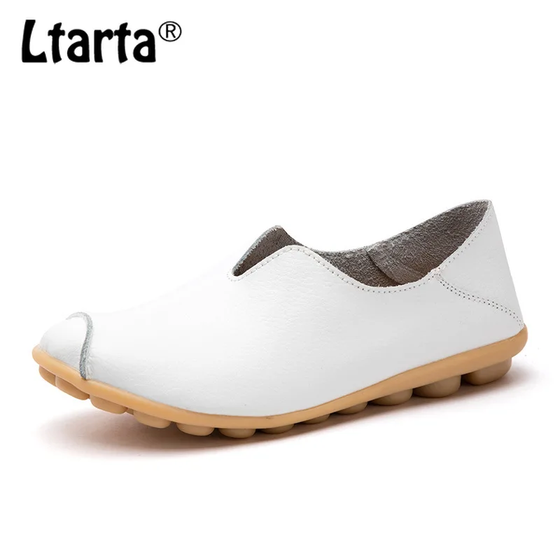 LTARTA/большие размеры повседневные женские тонкие туфли кожаные на плоской