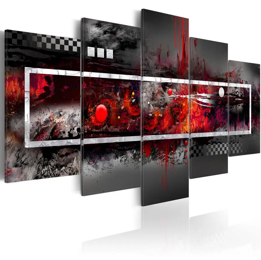 

2019 5PCS/Set Fashion Wall Art Canvas Painting Abstract Wave Line Modern Home Decoration,Choose Color:4 And Size:3