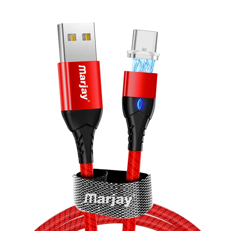 Red Type C Cable Marjay Магнитный usb type-C кабель для samsung Galaxy S10e Plus Xiaomi Быстрая зарядка USB-C зарядное устройство для мобильного телефона USBC type-C кабель - Цвет: Red Type C Cable