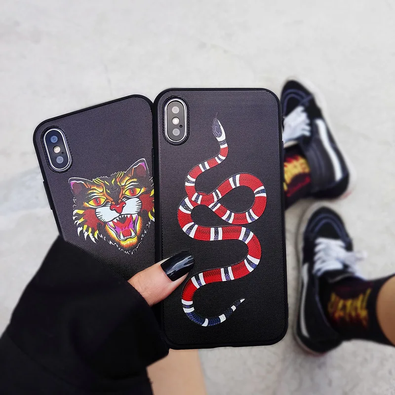 Мода телефона чехол для iPhone X Fundas милый мультфильм Змея Тигр мягкой ТПУ