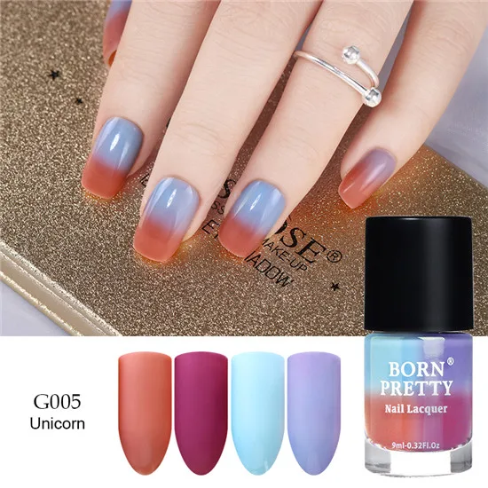 G005 BORN PRETTY 9 мл Отшелушивающий термальный лак для ногтей чувствительный к солнечному свету меняющий цвет лак 8 цветов лак для ногтей - Цвет: G005