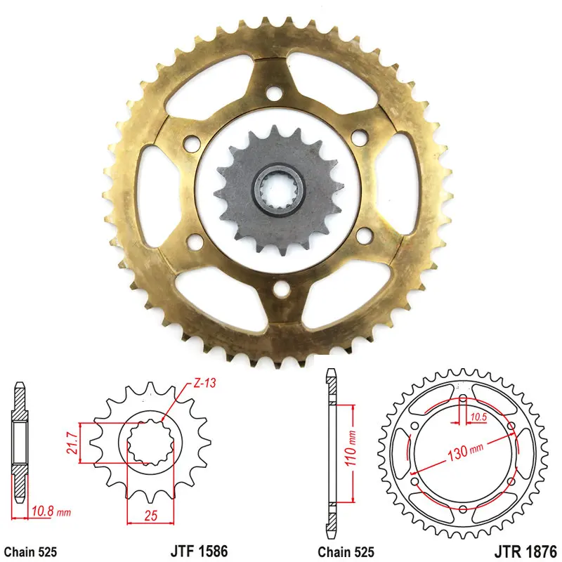 525 Chain Front & Rear Sprocket 16 and 45 Teeth For Yamaha Road YZF R6 YZF-R6 13S 1JS 2CX 2006 2007 2008 2009 2010 2011-2018
