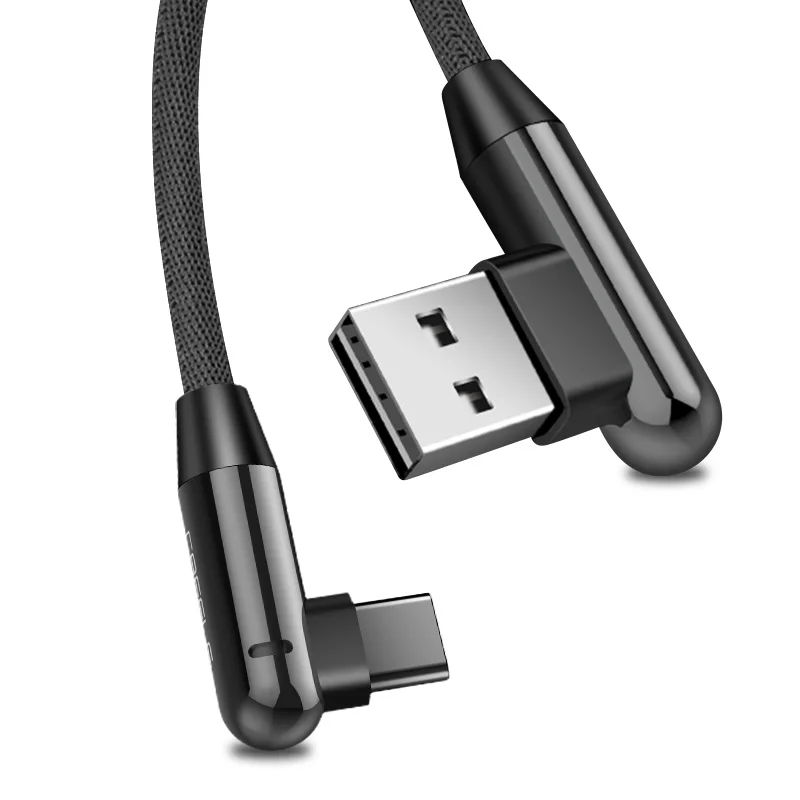 Cafele USB C кабель для Xiaomi 8 usb type C светодиодный нейлоновый кабель для мобильного зарядного устройства type-C USB-C - Цвет: Черный