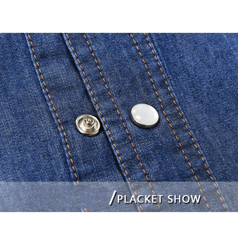 Мужская джинсовая рубашка с коротким рукавом и отложным воротником повседневная