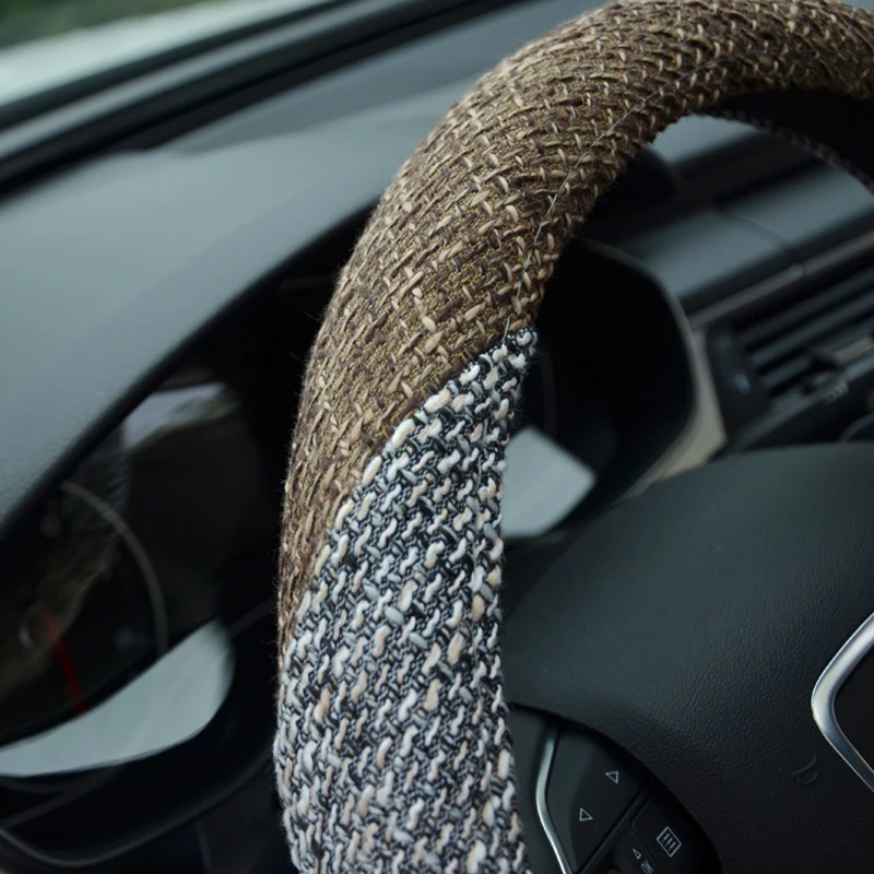 Летнее рулевое колесо Льняной материал Стайлинг автомобиля экологичное