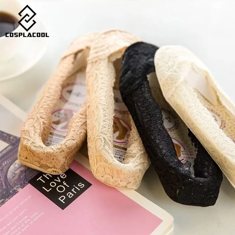 [COSPLACOOL]New 6 Color Princess Women Socks Cotton Lace Antiskid Invisible Liner Low Cut Meias Sexy Ladies/Kids Sokken | Женская одежда