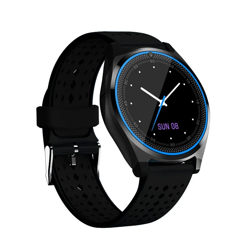 Black Blue Lykl Смарт-часы V9 Поддержка sim-карта с пультом дистанционного управления Камера Смарт-часы Шагомер сна Фитнес отслеживание сердечного ритма Смарт наручные часы для IOS и Android - Цвет: Black Blue