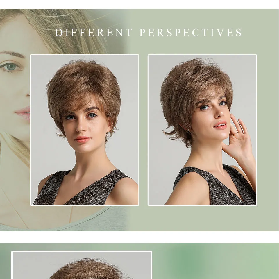 Haircube " короткий синтетический женский парик с боковой челкой смешанные 50% настоящие человеческие волосы естественный вид и длительный стиль