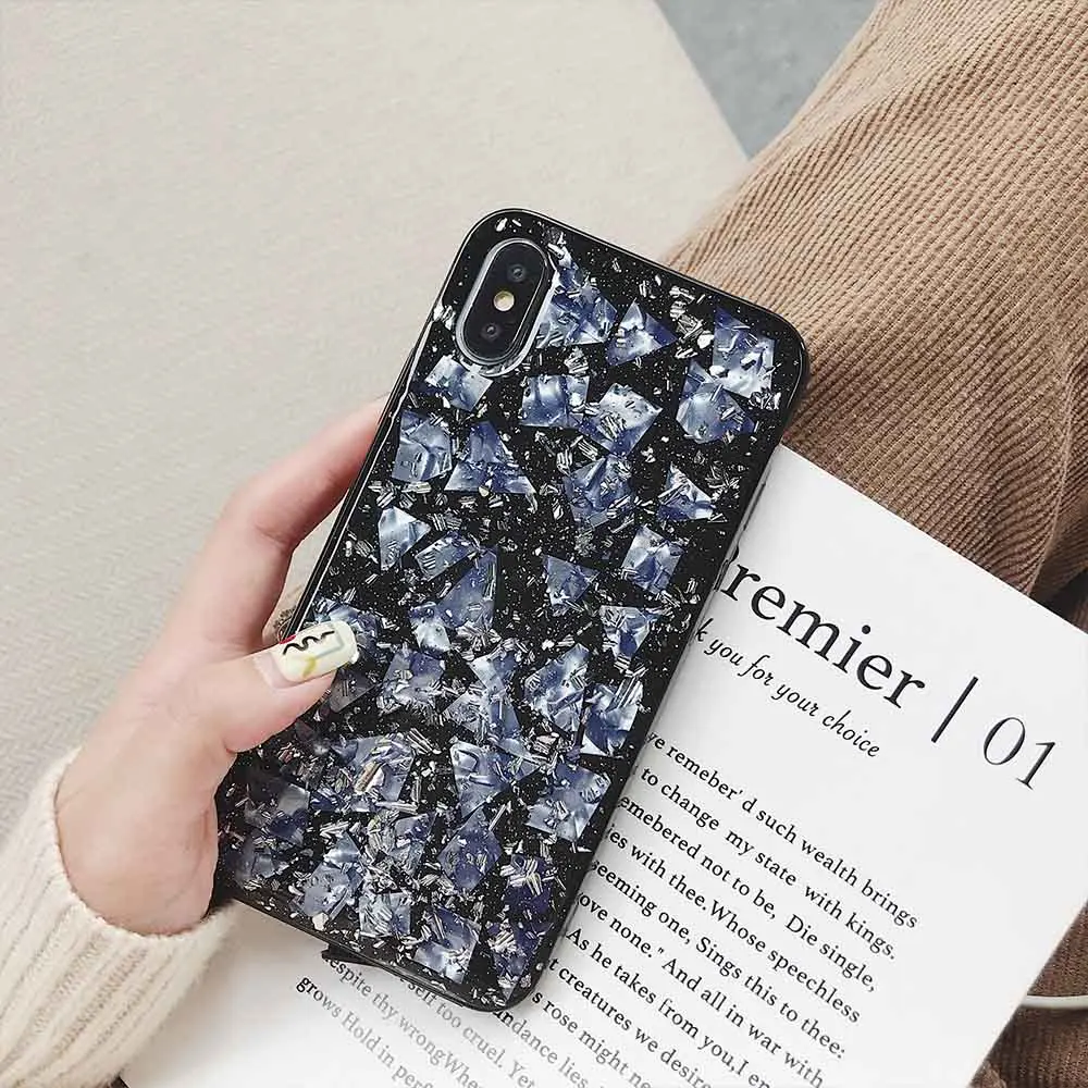 Роскошный блестящий Мраморный чехол для телефона из золотой фольги iPhone XR X XS Max
