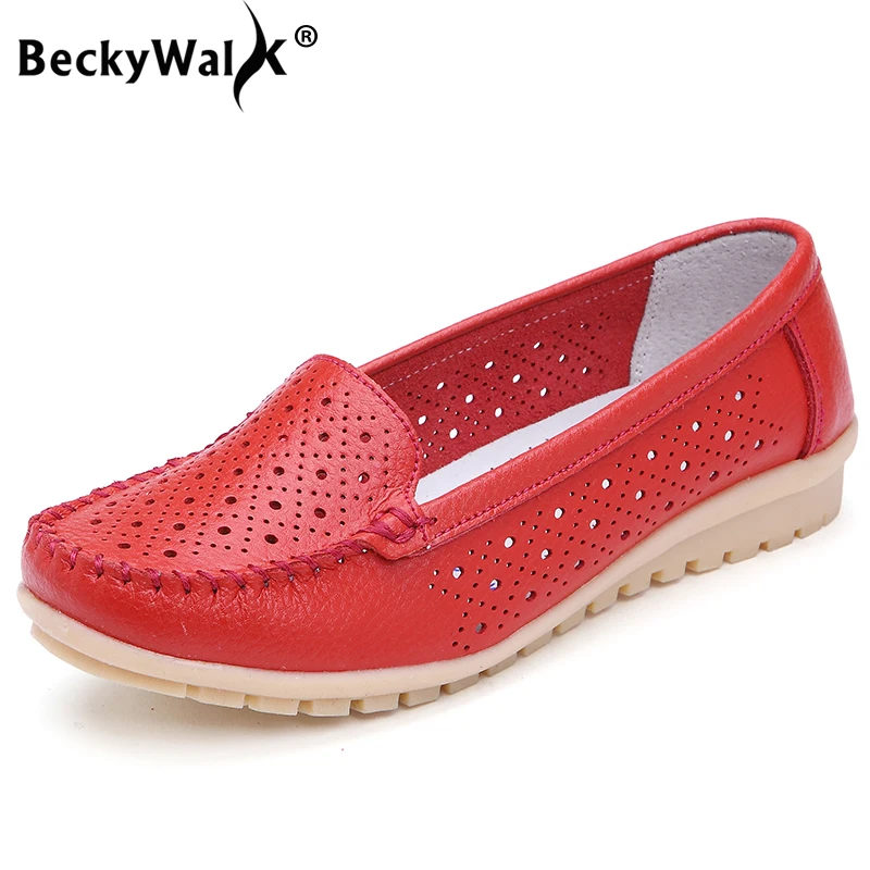 Лоферы BeckyWalk женские из натуральной кожи балетки без застежки с вырезами лоферы