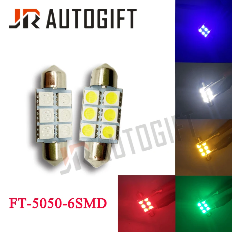 50x Гирлянда 5050 6SMD 31/36/39/41 мм Автомобильный светодиодный светильник 24 в 12 В теплый