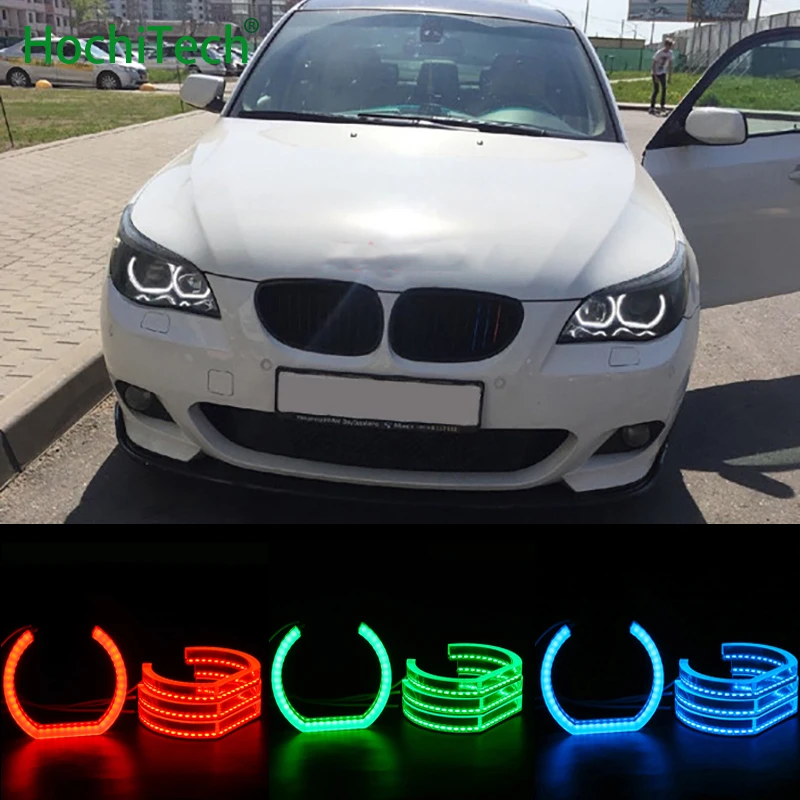 Для BMW 5 серии E60 E61 LCI 525i 528i 530i 545i M5 07 10 RGB Angel Eyes DTM стиль многоцветные дневные ходовые