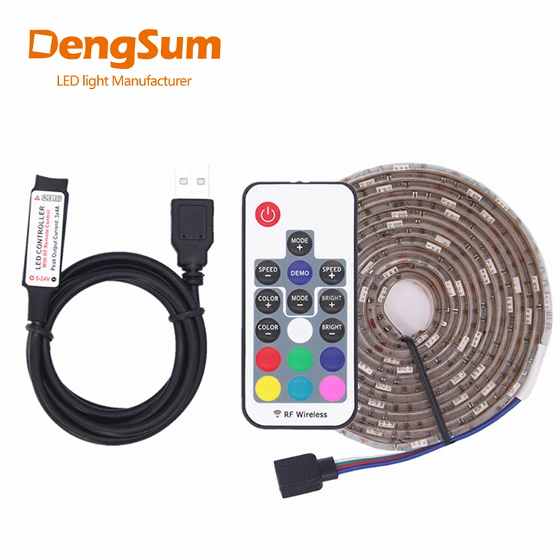 [DENGSUM]USB LED Strip lamp 2835SMD DC5V Flexible LED light Tape Ribbon 1M 2M 3M 4M 5M HDTV TV Desktop Screen  Bias lighting