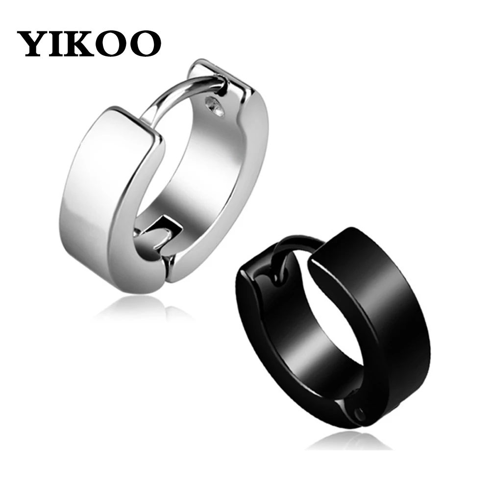 YIKOO 1 пара из нержавеющей стали крутые панк серьги противоаллергическое кольцо