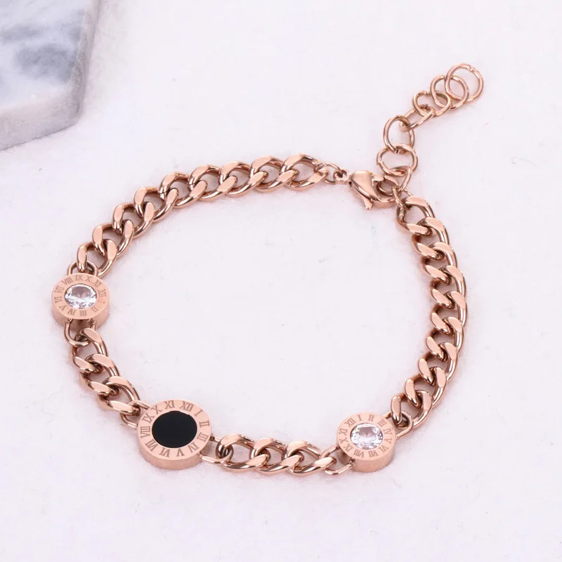 

Top Quality New Arrival Rose gold color Titanium Steel Round with zirconia Bangle/Bracelet ,fashion woman bracelet,Gift Jewelry