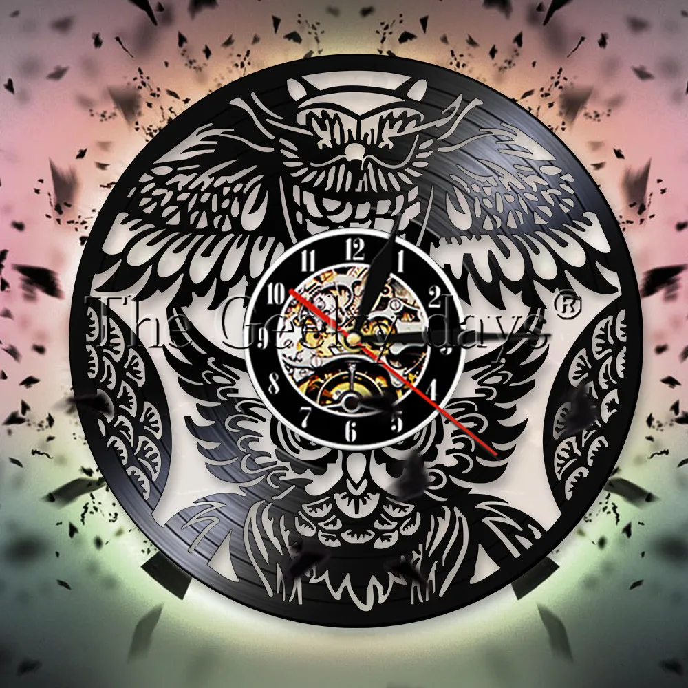 Виниловые настенные часы с изображением совы для влюбленных современный дизайн