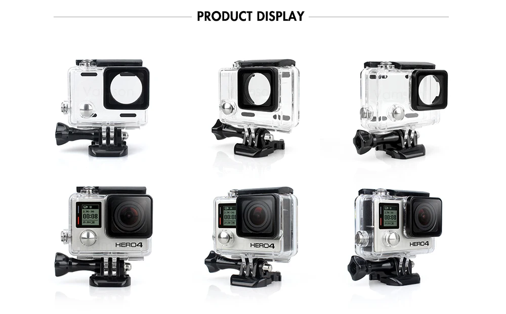 Vamson для Go Pro Аксессуары Водонепроницаемый чехол 60 м Подводные детали Крышка корпуса каркасная конструкция для Gopro Hero 4 3+ VP605
