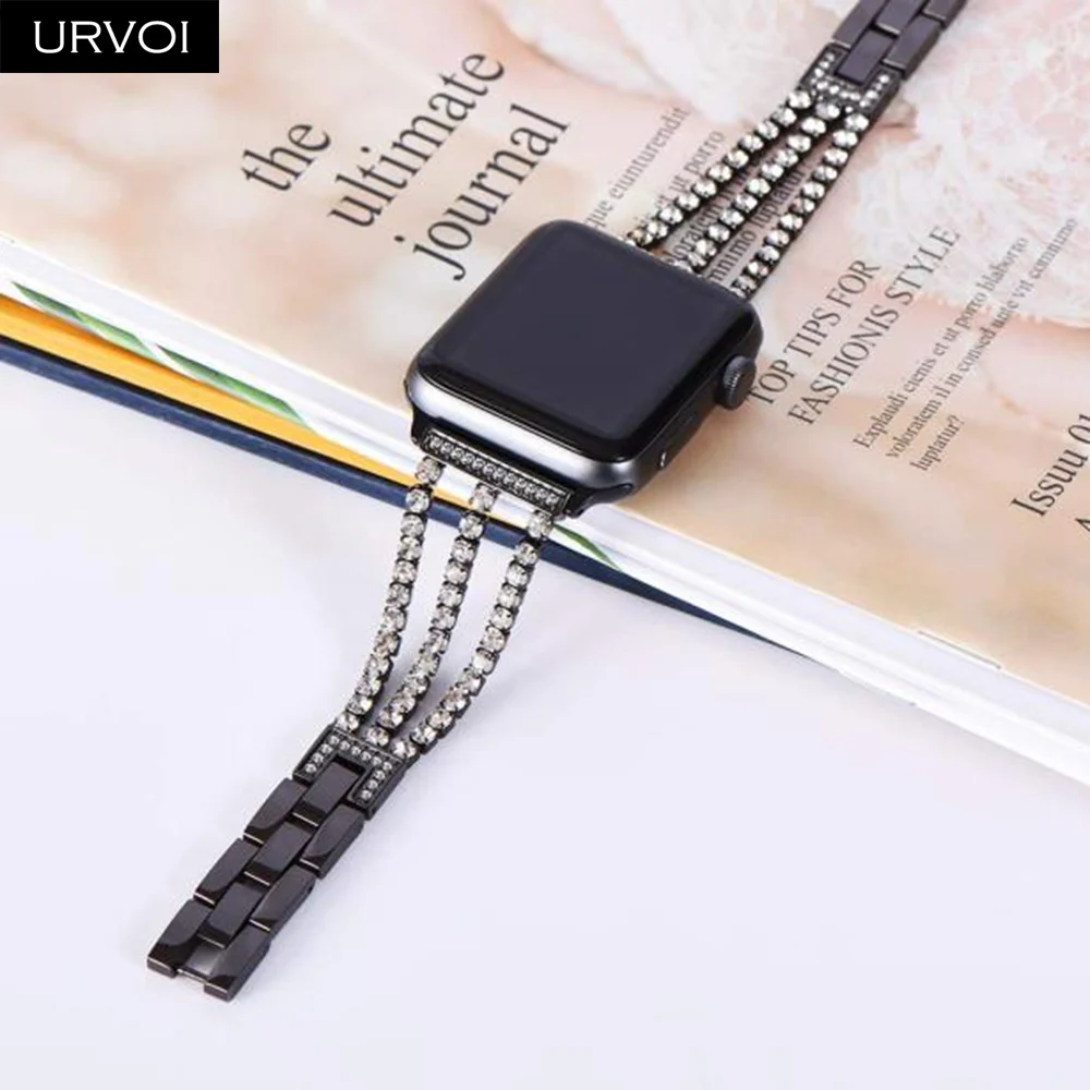 Браслет URVOI для Apple Watch series 6 SE 5 4 3 2 1 женский модный браслет с линиями из циркония
