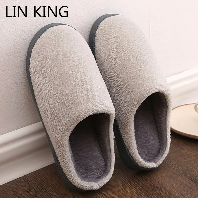 Теплые хлопковые домашние тапочки LIN KING мягкая нескользящая обувь для влюбленных