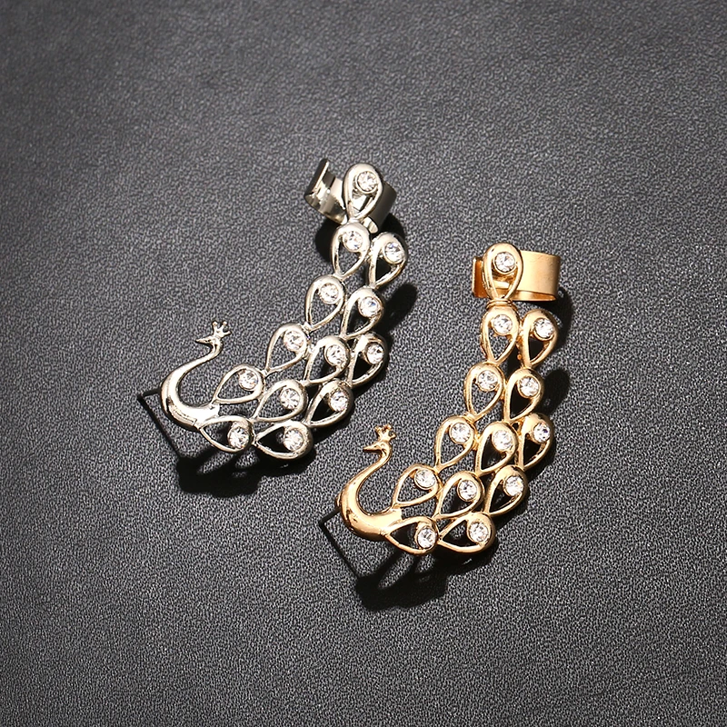 XGSPZY изысканный кристалл павлин Ухо Манжеты Мода готический крюк клип левой для