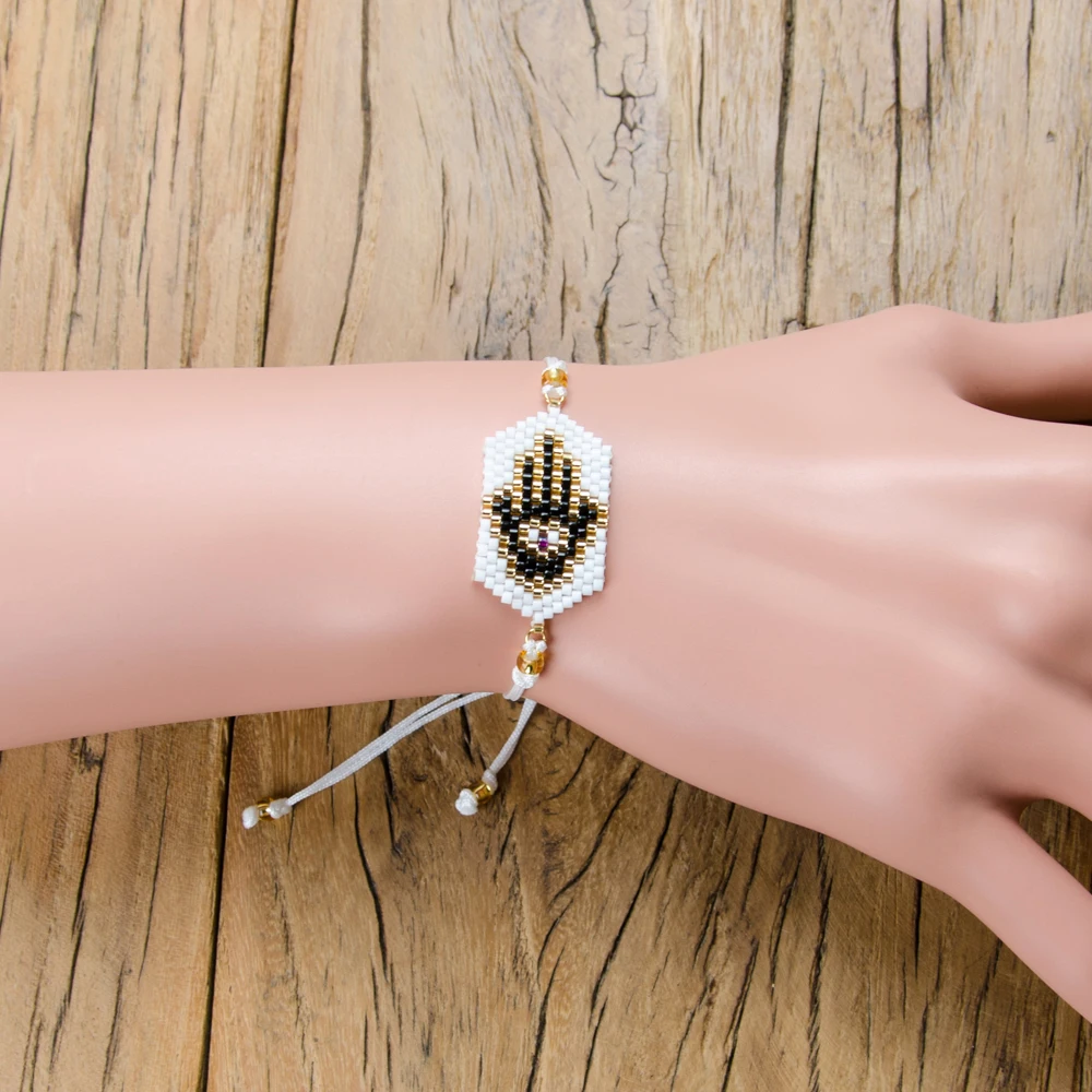 

Rttooas Dropshipping Friendship Bracelet Evil Eye Hamsa Hand Pulseira Delicas MIYUKI Glass Beads Strap Women Bracelet